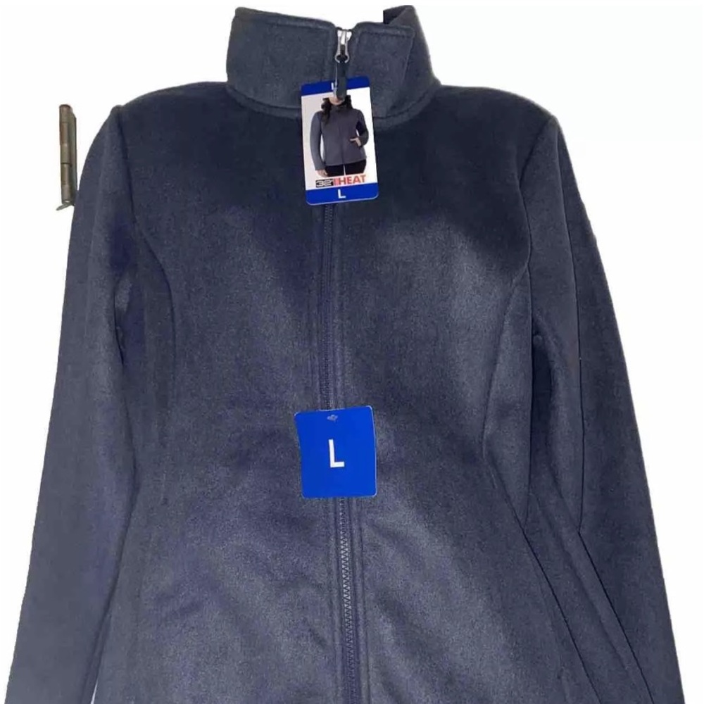 NEW! 32 Degrees Heat Women's Brushed Faux-Wool Jacket BLUE Size L. NWT.
